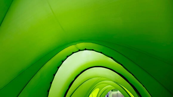 green curved abstract tunnel