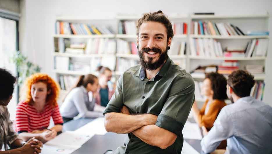 Successful company with happy workers. Business, meeting, office